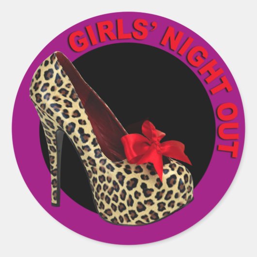 Sticker Rond Funky Leopard Stiletto Girls Night Out (Devant)