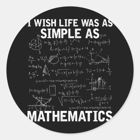 Sticker Rond Funky Math Enseignant Mathématiques Nerd (Devant)