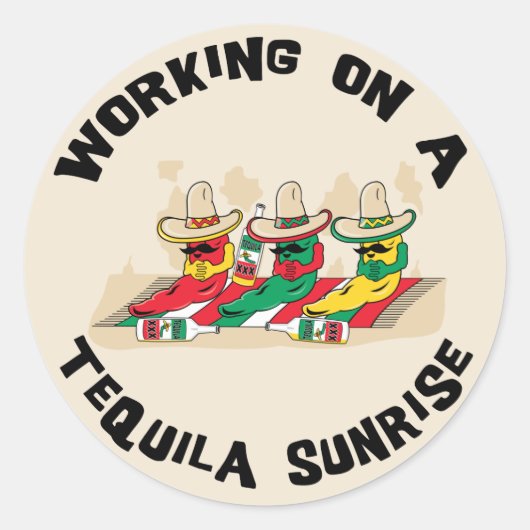 Sticker Rond Funky Mexicaine Tequila Sunrise (Devant)