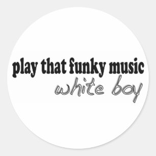 Sticker Rond Funky Music White Boy