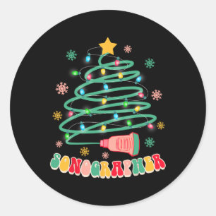 Sticker Rond Funky Noël Vibes Sonographer Ultrasound