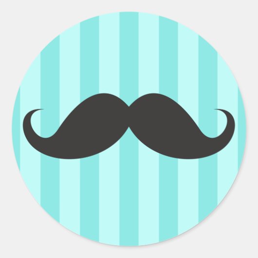 Sticker Rond Funky noir guidon moustache moustache aqua bleu (Devant)