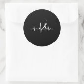 Sticker Rond Funky Pêche Heartbeat Avec Baguette De Pêche (Sac)