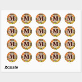 Sticker Rond Funky Retro Mod Abstrait Motif Monogramme (Feuille)