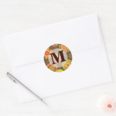 Sticker Rond Funky Retro Mod Abstrait Motif Monogramme (Enveloppe)