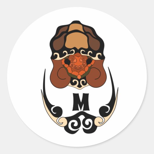 Sticker Rond Funky Tortoise Chilling Monogramme (Devant)