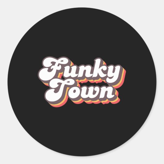 Sticker Rond Funky Town Roller Disco Outfit Retro les années 70 (Devant)