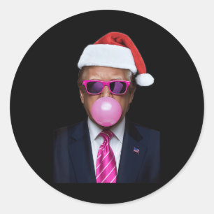 Sticker Rond Funky Trump rose bulle gomme Noël Noël Noël