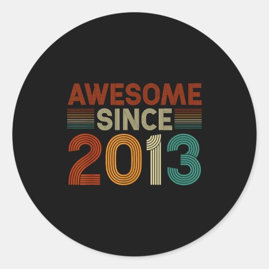 Sticker Rond Funny 12 Year Old Awesome Since 2013 Birthday Son  (Devant)