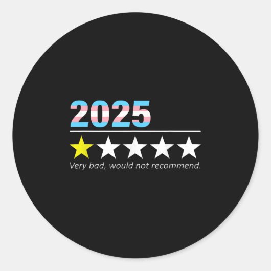 Sticker Rond Funny 2025 Very Bad Would Not Recommend  (Devant)