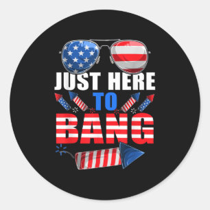 Sticker Rond Funny 4 juillet Usa Sungles Fireworks Bang Patri