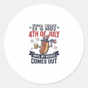 Sticker Rond Funny 4th Of July Hot Dog Vintage Patriotic Shirt_