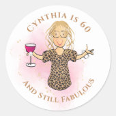 Sticker Rond Funny 60 et fabuleux dessin animé 60e anniversaire (Devant)