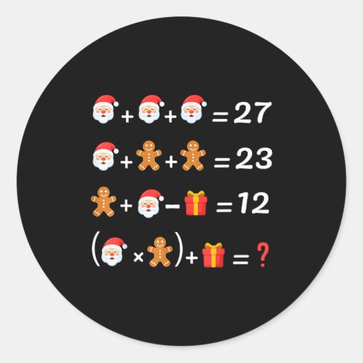 Sticker Rond Funny 67 Meme Christmas Math Teacher Santa Six Sev (Devant)