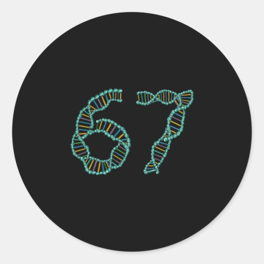Sticker Rond Funny 67 Number Meme Dna Replication Molecular Sci (Devant)