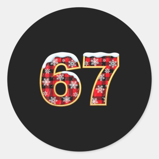 Sticker Rond Funny 67 Six Seven Meme Brainrot Cringe Christmas (Devant)