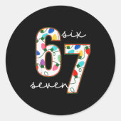 Sticker Rond Funny 67 Six Seven Meme Cringe Christmas (Devant)