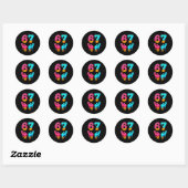 Sticker Rond Funny 6 7 67 Six Seven Meme  (Feuille)