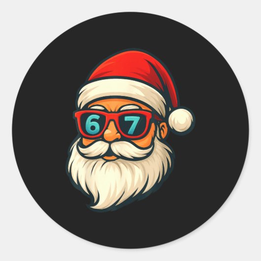 Sticker Rond Funny 6 7 Six Seven Meme Santa Face 67 Christmas Y (Devant)