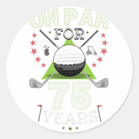 Sticker Rond Funny 75th Birthday Golfer (Devant)
