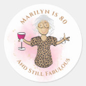 Sticker Rond Funny 80 et fabuleux dessin animé 80e anniversaire (Devant)