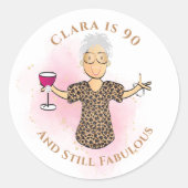 Sticker Rond Funny 90 et fabuleux dessin animé 90e anniversaire (Devant)