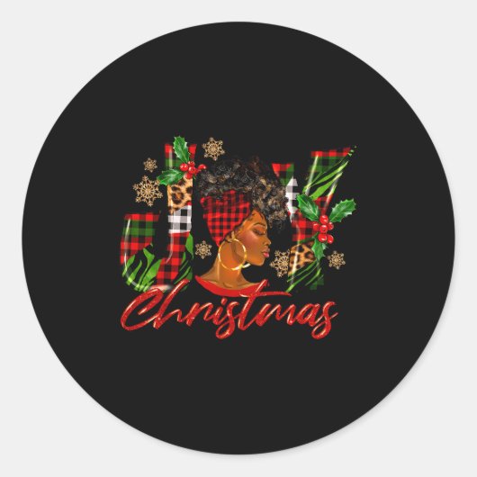 Sticker Rond Funny African American Joy Christmas Black Woman A (Devant)