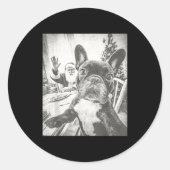 Sticker Rond Funny Ai French Bulldog Selfie With Santa Claus Ch (Devant)