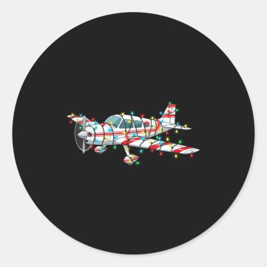 Sticker Rond Funny Airplane Christmas Graphics Lights Lover Lon (Devant)