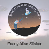 Sticker Rond Funny Alien Core UFO Design