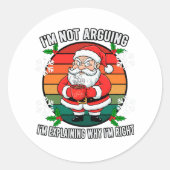 Sticker Rond Funny Angry Père Noël Noël Sarcastic Holiday Cadea (Devant)