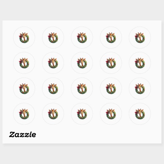 Sticker Rond Funny Animal Giraffe Meme Face Festive Xmas T-Shir (Feuille)