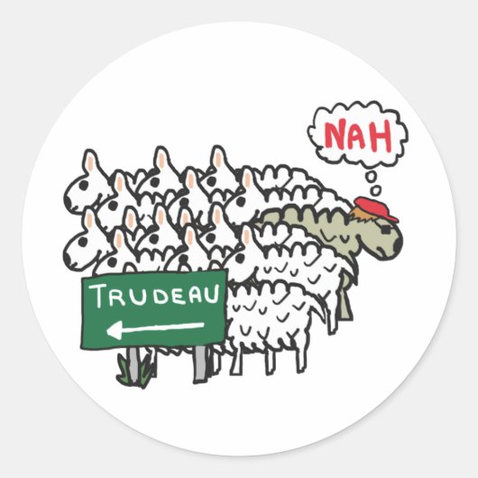 Sticker Rond Funny Anti Trudeau (Devant)