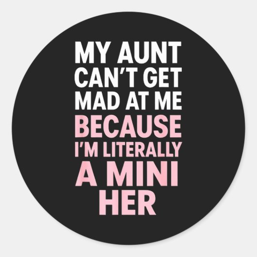 Sticker Rond Funny Aunt Niece Mini Her Matching Family Quote  (Devant)