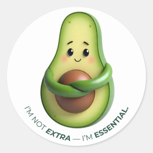 Sticker Rond Funny Avocado Tote – I’m Not Extra, I’m Essential (Devant)