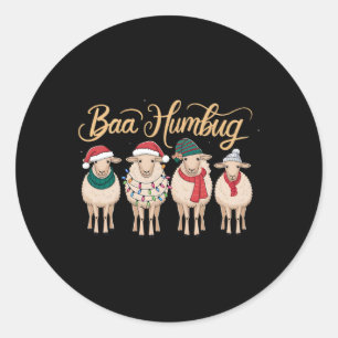 Sticker Rond Funny Bah Humbug Noël Funny Sheep Noël B