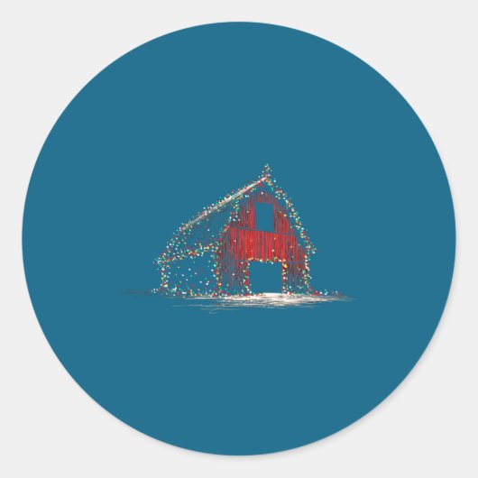 Sticker Rond Funny Barn Christmas Graphics Lights Lover Farm Fa (Devant)