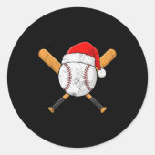 Sticker Rond Funny Baseball Ball Santa Hat Xmas Pajamas Players (Devant)
