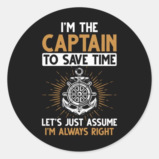 Sticker Rond Funny Bateau Capitaine Funny Plaisanteries (Devant)