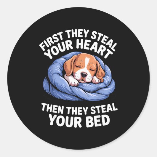 Sticker Rond Funny Beagle Design For Men Women Hound Beagle Dog (Devant)