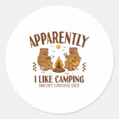 Sticker Rond Funny Bear Apparently, I Like Camng (Devant)
