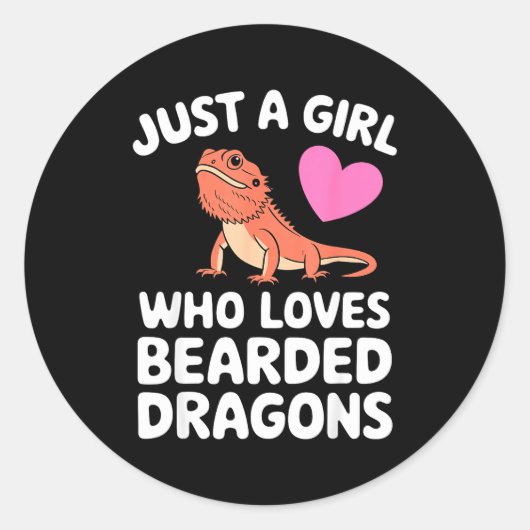 Sticker Rond Funny Bearded Dragon Art For Women Girl Bearded Dr (Devant)