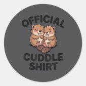 Sticker Rond Funny Beavers Hugging Cuddle  (Devant)