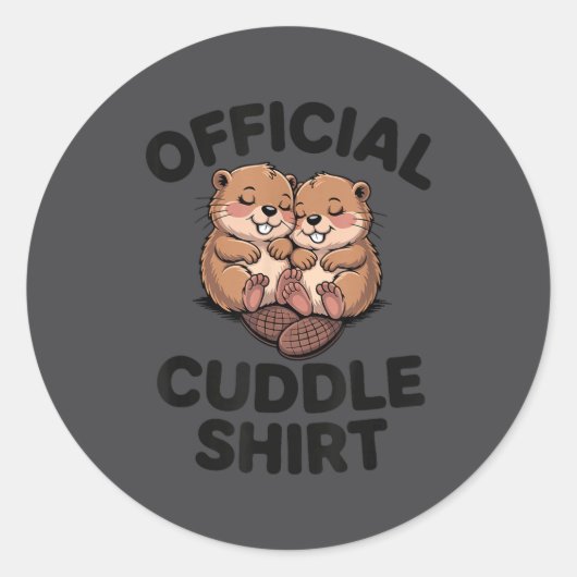 Sticker Rond Funny Beavers Hugging Cuddle  (Devant)