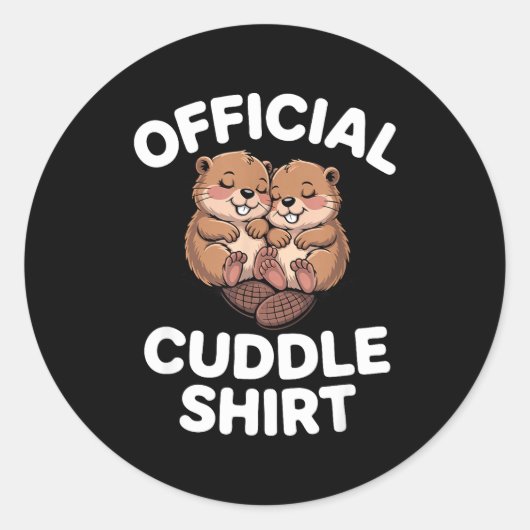 Sticker Rond Funny Beavers Hugging Cuddle  (Devant)