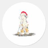 Sticker Rond Funny Bernedoodle Christmas Graphics Dog Lights Lo (Devant)