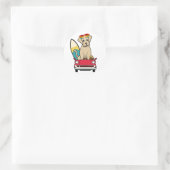 Sticker Rond Funny Big Dog conduit à la plage (Sac)