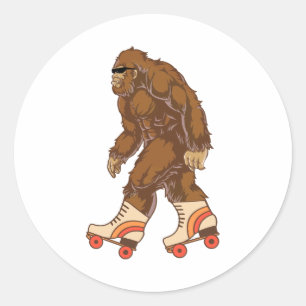 Sticker Rond Funny Bigfoot Roller Patinage
