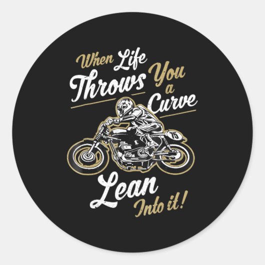 Sticker Rond Funny Biker Citations Sarcastic Motorcycle Rider C (Devant)