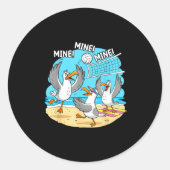 Sticker Rond Funny Bird Playing Volleyball Mine Game Day Vibes (Devant)
